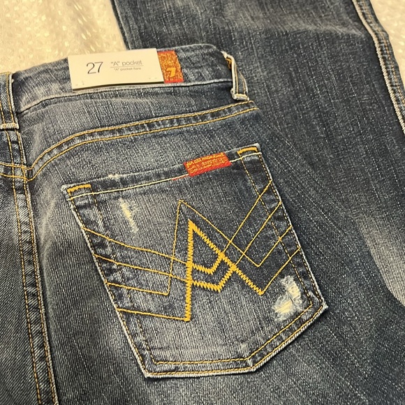 7 FOR ALL MANKIND A POCKET FLARE DISTRESSED JEANS 27 - Picture 5 of 8